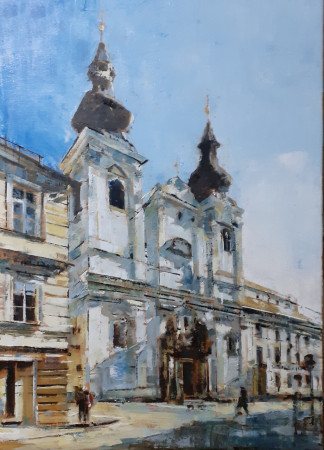 Kostel sv. Kříže / olej na plátně / 50 x 70 cm / 2025